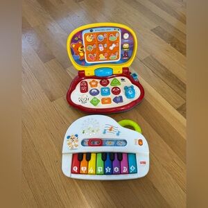 Toddler Musical Toy Bundle: VTech Brilliant Baby Laptop & Fisher-Price Piano